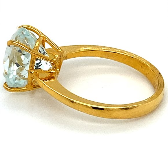 Aquamarine 4.50ct Solid 22K Yellow Gold Ring - Picture 5 of 6